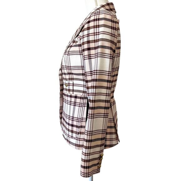 Smythe Patch Pocket Tuxedo Stripe Blazer Blush Plaid Check Pink Black Size 4 - Picture 5 of 9
